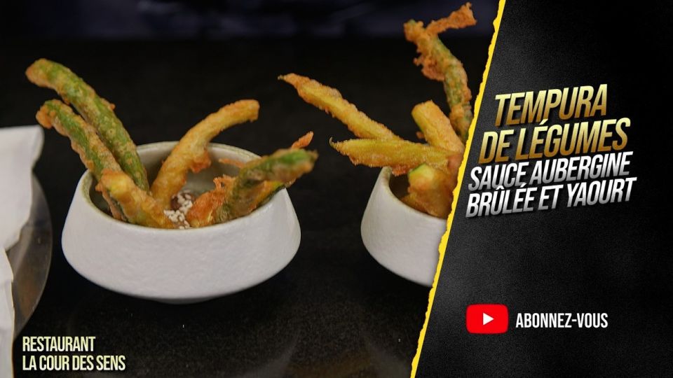 A feu doux : La cour des sens #2 Tempura de légumes, sauce aubergine brûlée et yaourt