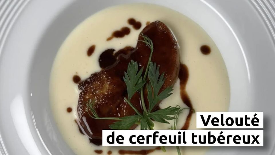 A feu doux : L'Hostellerie du Prieuré #01 Velouté cerfeuil tubéreux