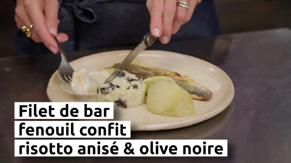 A feu doux : Au Bon Gîte #03 Filet de bar, fenouil confit, risotto anisé & olive noire