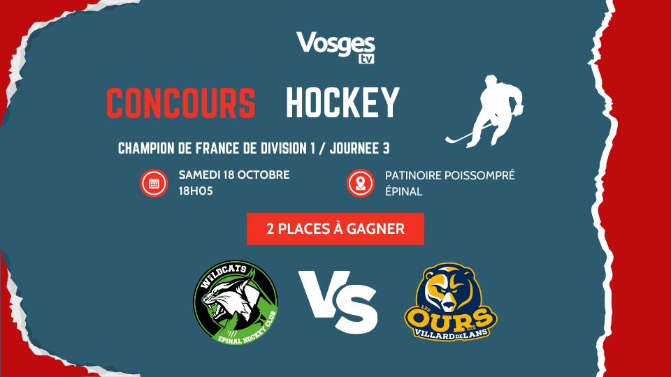 Jeu concours - Gagnez 2 places pour le match de hockey Epinal vs Villard-de-Lans